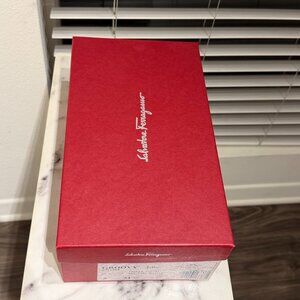 Salvatore Ferragamo Red Shoe Box with Original Tissue Paper & Label